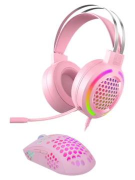 Combo Gamer Noga ST-4201 Auricular y Mouse Rosa