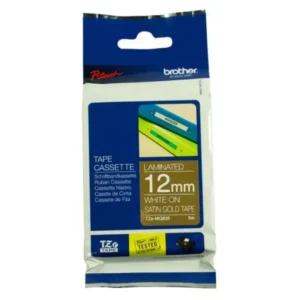 Cinta Brother TZe-MQ835 12mm Blanco sobre Dorado