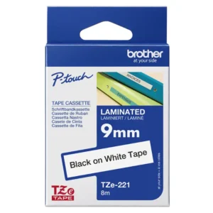 Cinta Brother TZe-221 9mm Negro sobre Blanco